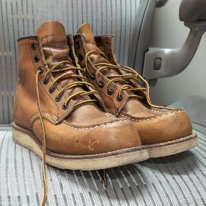 Red Wing Shoes Tan Leather Moc Toe Work Boots